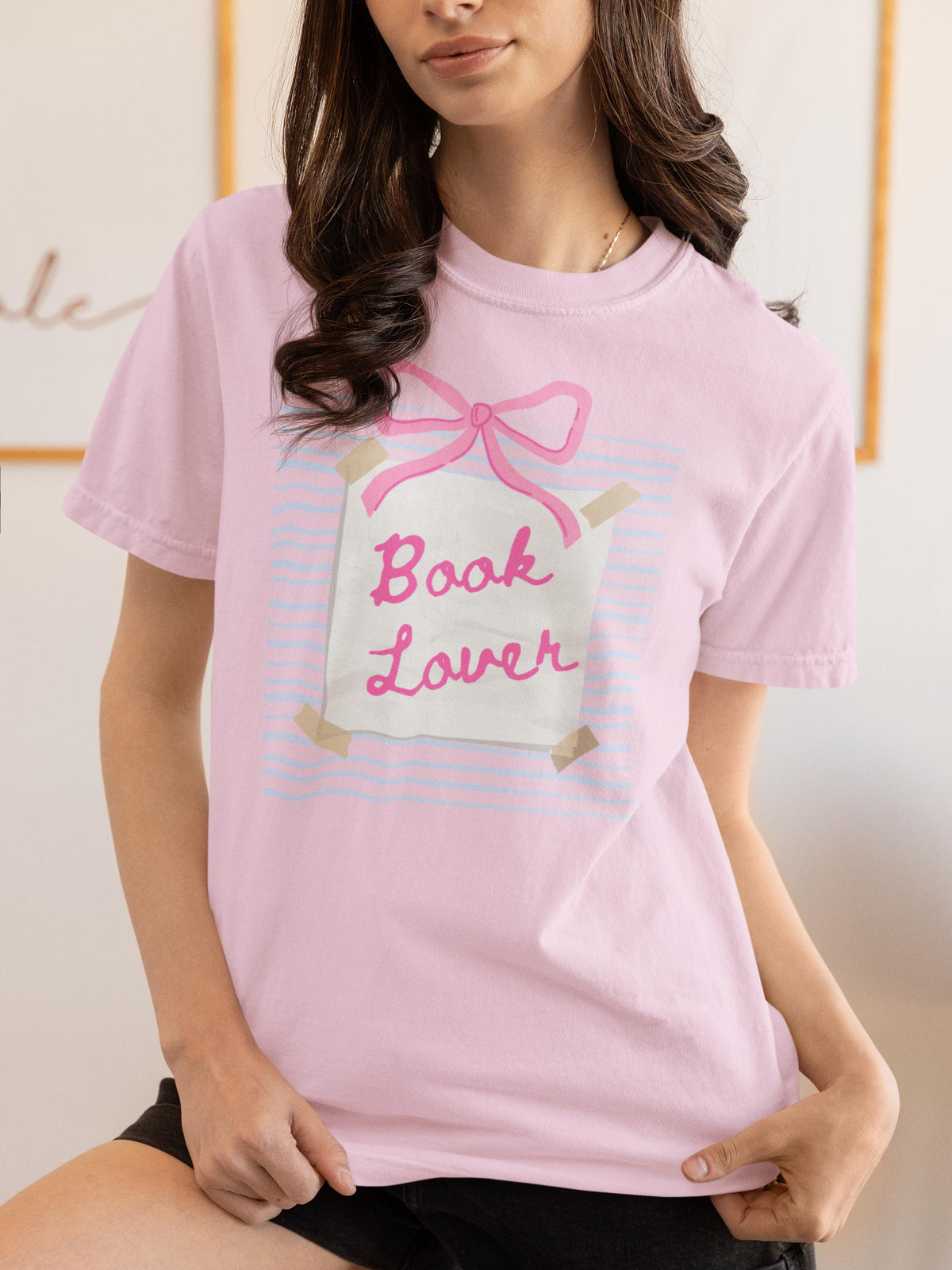 Book Lover Tee Shirt with Bow Cute Reading Teacher TShirt for Librarian or Romance Reader Book Writer Gift Idea Retro Bookworm Tee Graphic Tee – Easygoing Wear · Must-Have Style