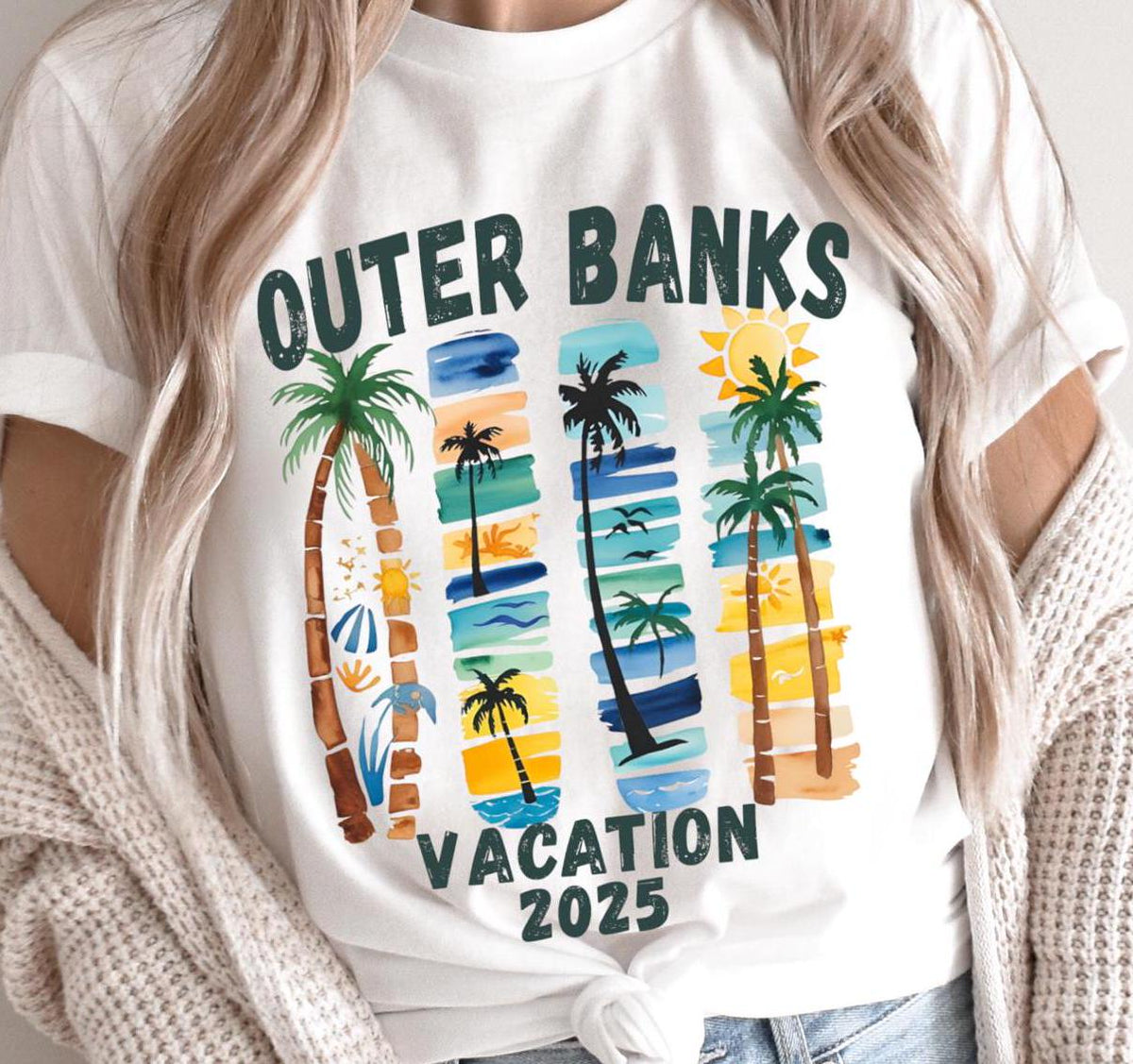 Outer Banks Vacation 2025 Watercolor Beach Tshirt Gift Tee Souvenir Graphic Tee – Warm & Stylish · Great Gift For Fans