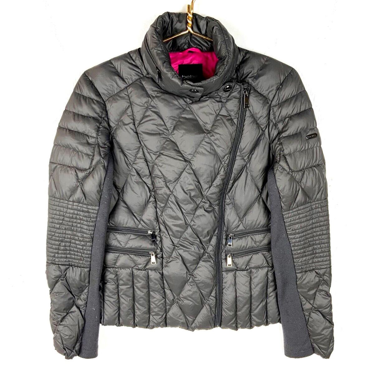 Bebe Women39s Quilted Puffer Jacket Gray XS Full Zip Graphic Tee – Aesthetic Look · Top Pick For Any Outfit