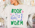 Cute Bookworm Sweatshirt Reading Teacher School Librarian Adorable Y2K 90s Aesthetic Book Lover Crewneck with Hearts Romance Reader Gift Sweatshirt – Easygoing Wear · Perfect For Daily Wear
