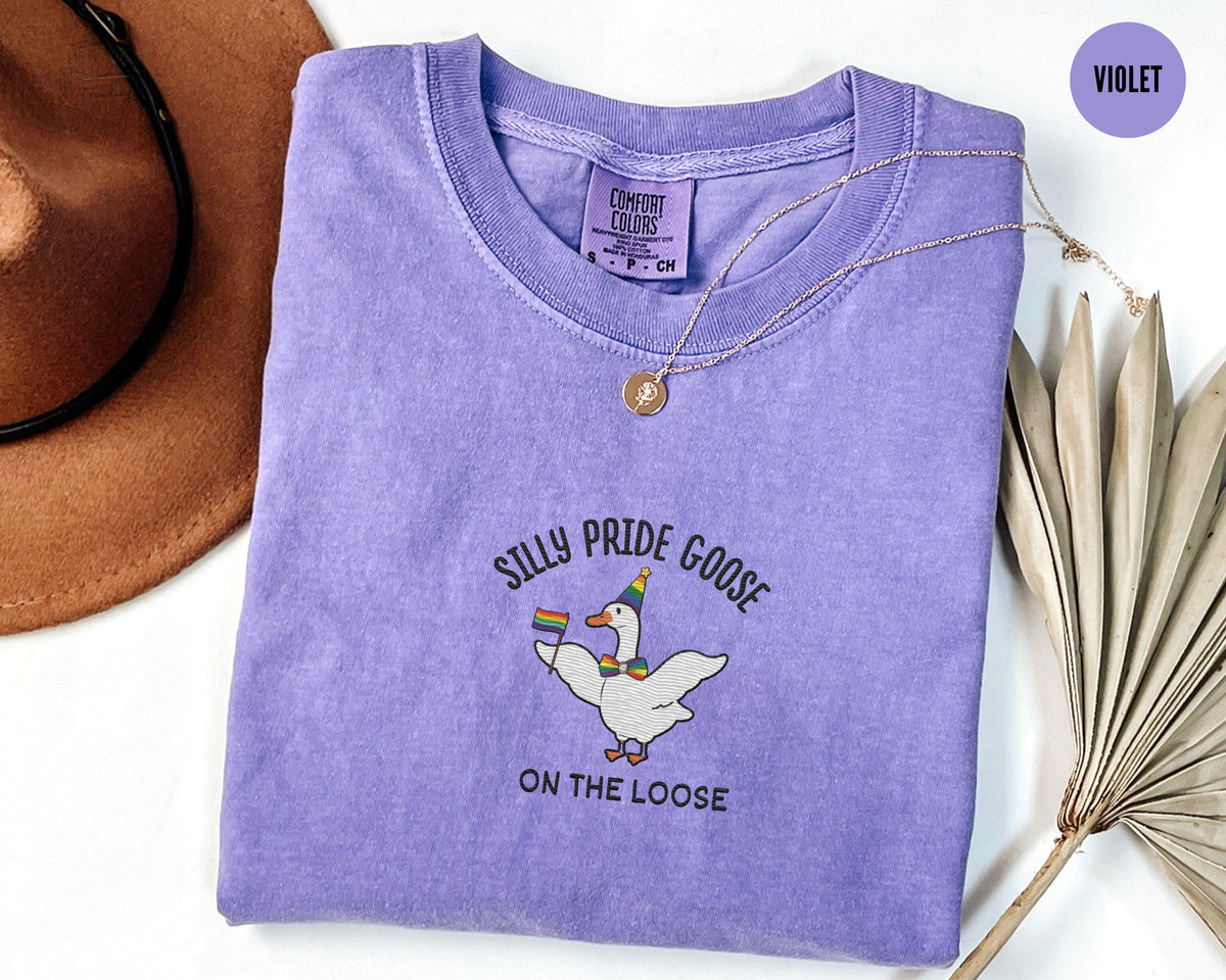 Embroidered Rainbow Silly Goose Pride Shirt LGBTQ TShirt Funny Queer Goose Gift Transgender Shirt Lesbian TShirt Human Rights Tee Graphic Tee – Cozy Vibes · Trending Graphic Apparel
