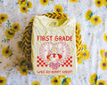 First Grade Last Day of School Teacher Tee Shirt with Silly Goose Holding Strawberries in a Heart Cute Matching First Grade Crew TShirt Graphic Tee – Bold Style · Must-Have Style
