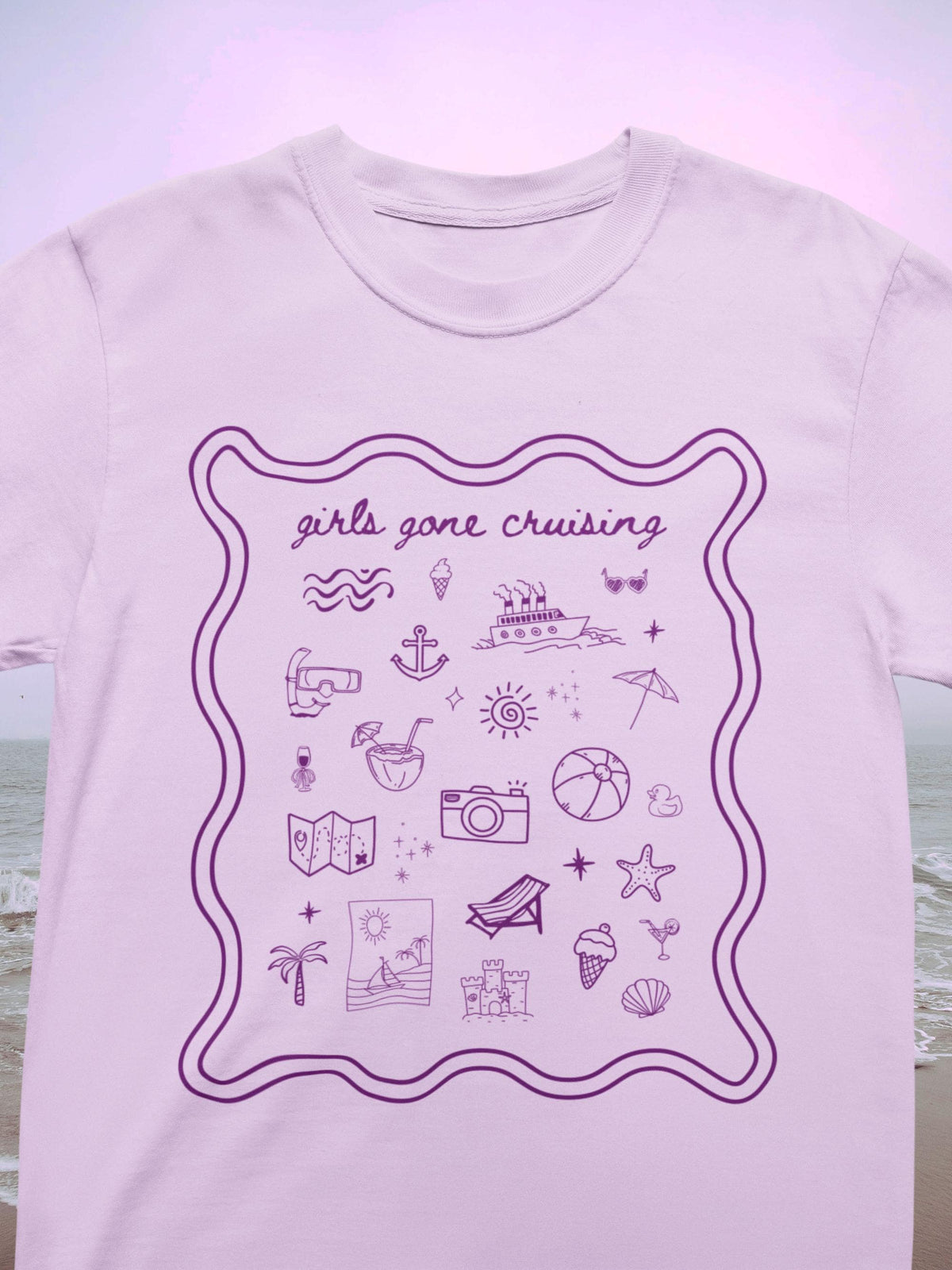 Girls Gone Cruising Y2K Aesthetic Doodle Line Art Tee Shirt Cute Matching Shirts for Cruise with Friends Girls Mother Daughter Trip Graphic Tee – Easygoing Wear · Must-Have Style
