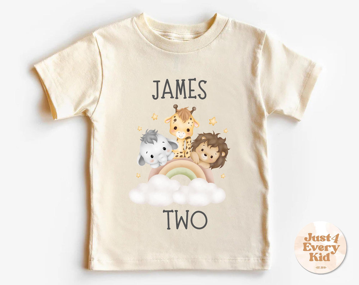 2nd Birthday Safari Toddler Shirt Cute Two Wild Animals Tee Birthday Kid Shirt Custom Name Kids Shirt Custom Number Kids Shirt Bday Tee Graphic Tee – Soft Feel · Great Gift For Fans