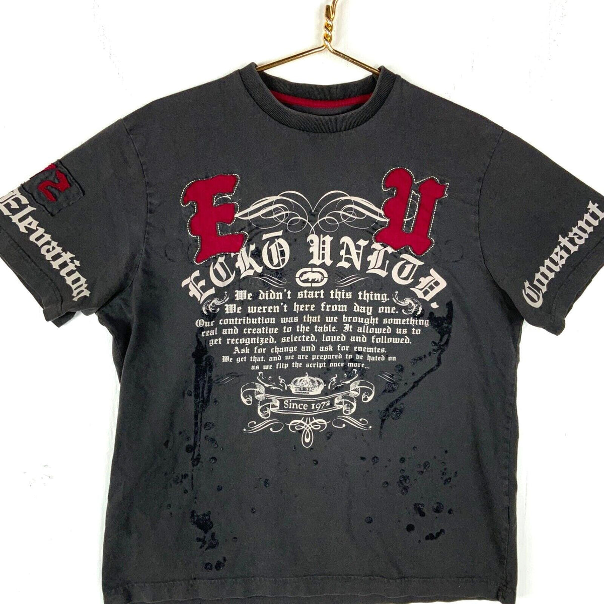 Y2K Ecko Unltd TShirt Size Large Black All Over Print Constant Elevation Graphic Tee – Fan Favorite · High-Quality Print