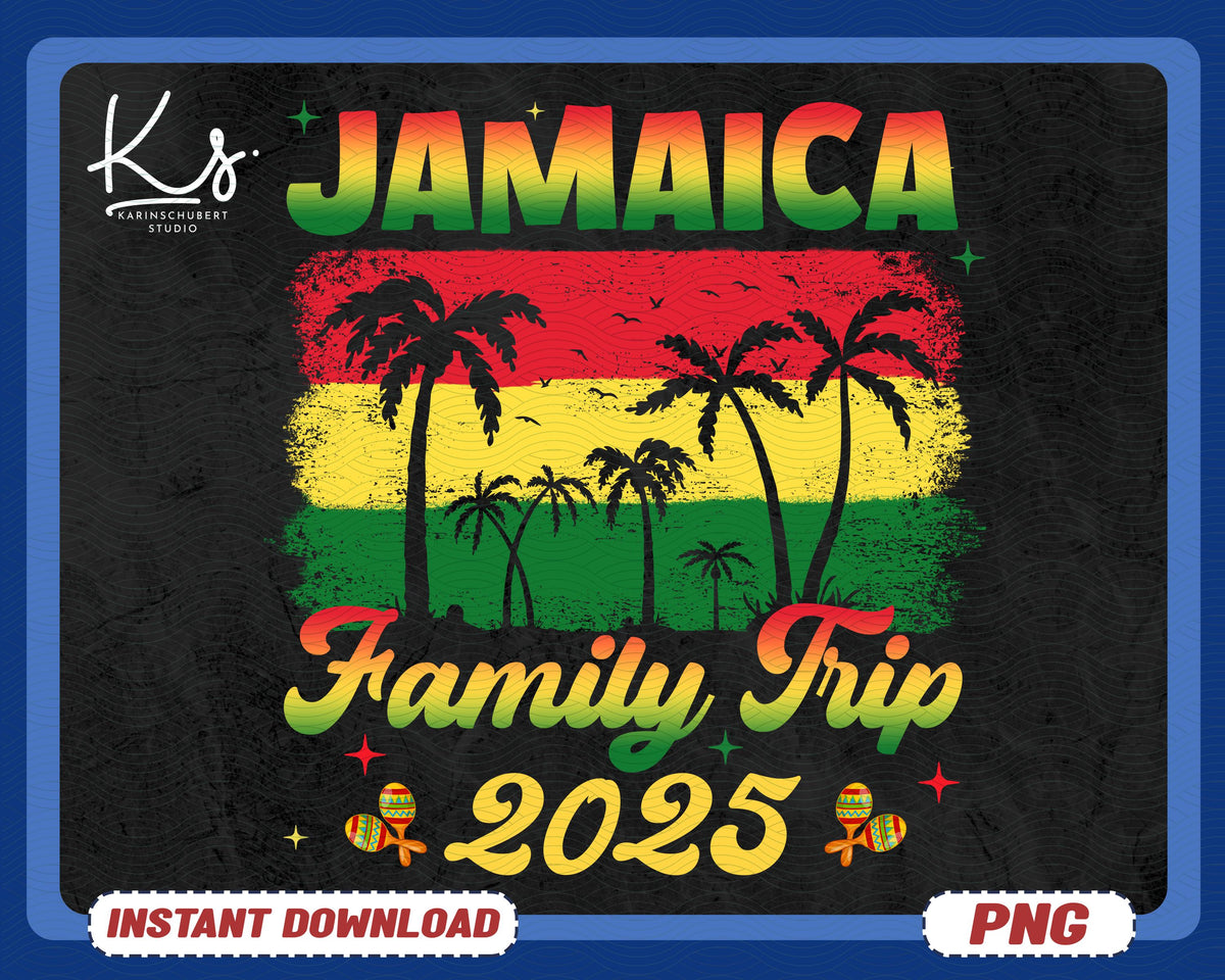 Jamaica Family Vacation 2025 Png Jamaica Vacay 2025 Matching Shirt Png Design Jamaica Family Trip Png Warning Family Trip In Progress Png Graphic Tee – Bold Style · Great Gift For Fans