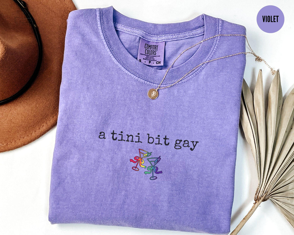 Funny Gay Pride Shirt Rainbow Cocktail Tshirt Minimalist Lgbtq Comfort Colors Queer Clothing Retro Pride Tee A Tini Bit Lesbian Gift Graphic Tee – Bold Style · High-Quality Print