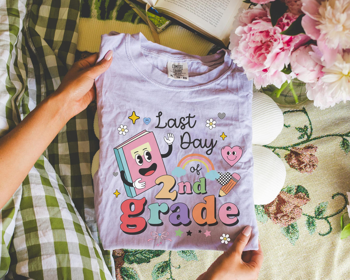 Last Day of Second Grade TShirt for Second Grade Teacher Teaching Assistant Cute Retro Aesthetic End of School Year Matching Teacher Shirt Graphic Tee – Premium Graphic · High-Quality Print