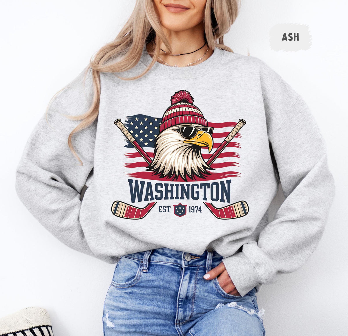 Washington Hockey Sweatshirt Unisex Crewneck Fan Apparel Sports Team Gift Capital Merch Game Day Outfit Sweatshirt – Bold Style · Great Gift For Fans
