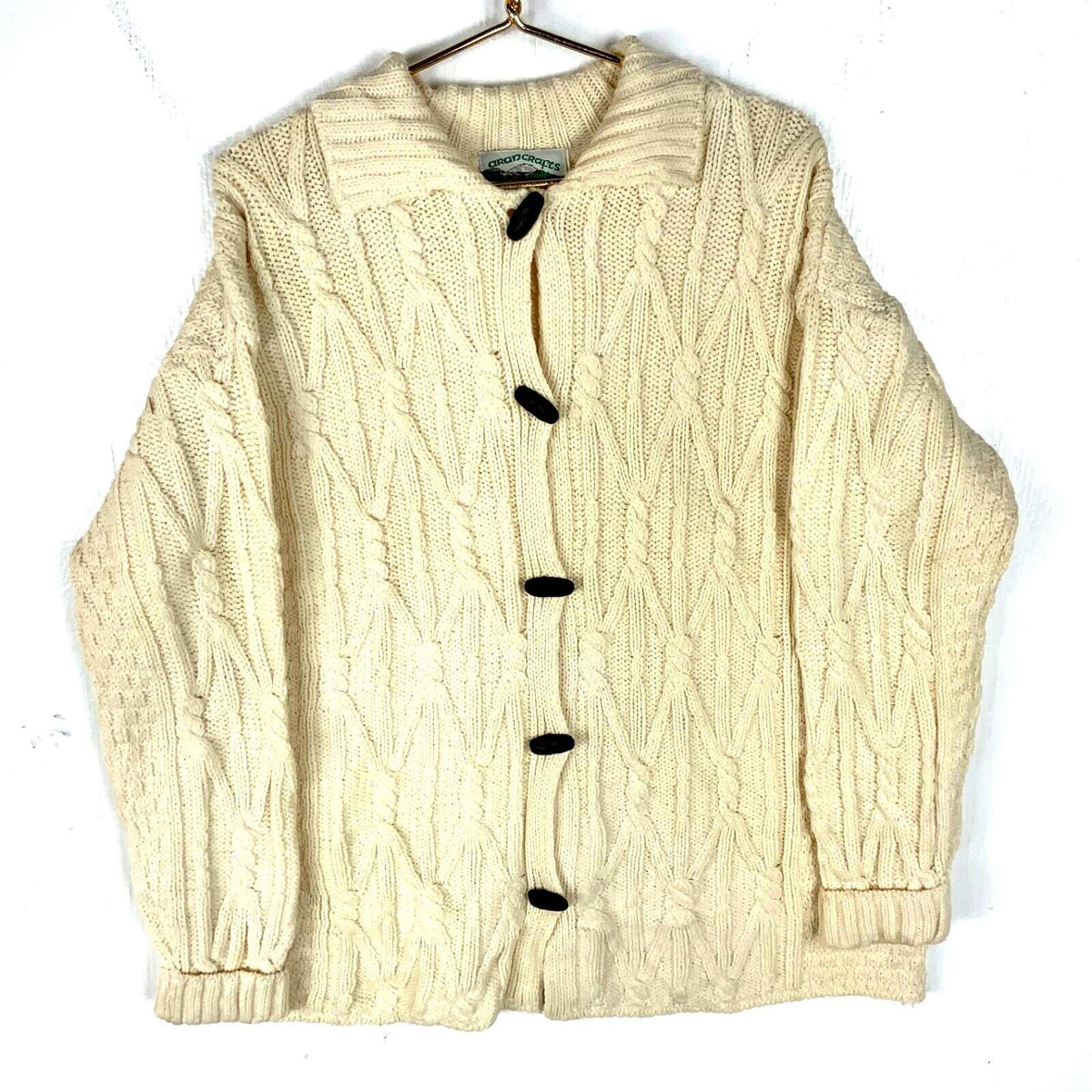 Vintage Aran Crafts Cable Knit Wool Sweater Womens Large White Cardigan 90s Graphic Tee – Fan Favorite · Trending Graphic Apparel