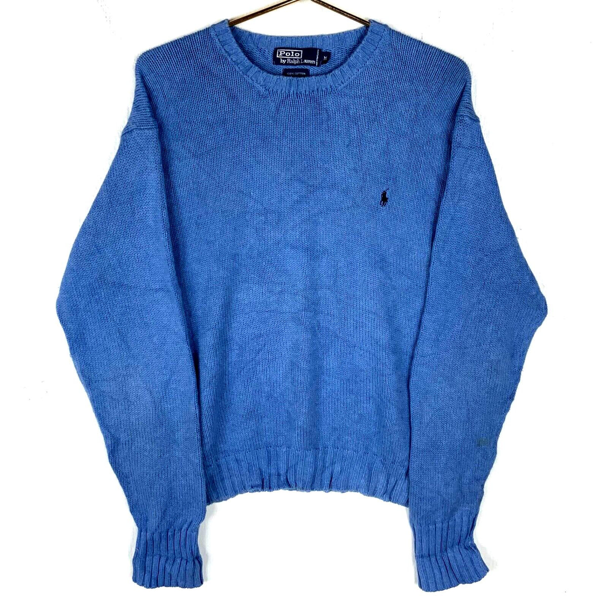 Vintage Polo Ralph Lauren Knit Sweater Medium Blue Crewneck Pullover Graphic Tee – Aesthetic Look · High-Quality Print