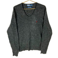 Vintage Polo Ralph Lauren Knit Wool Sweater Large Gray Vneck Graphic Tee – Aesthetic Look · Perfect For Daily Wear