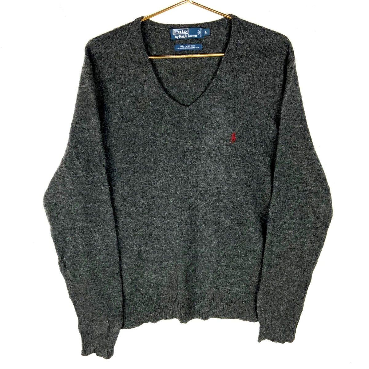 Vintage Polo Ralph Lauren Knit Wool Sweater Large Gray Vneck Graphic Tee – Aesthetic Look · Perfect For Daily Wear