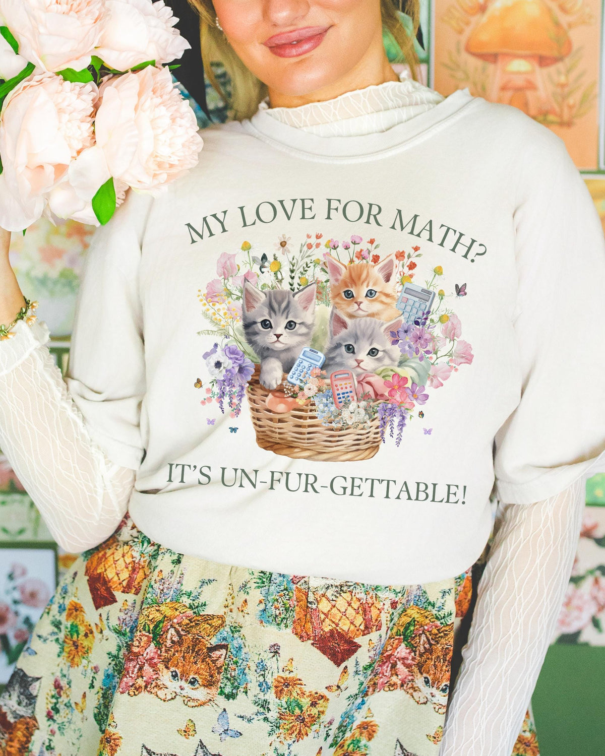 Math Teacher Tee Shirt for Middle School Teacher Cat Mom or Cat Dad Who Loves Math and Flowers Funny Saying Tee Shirt Teacher Appreciation Graphic Tee – Feel-Good Design · Trending Graphic Apparel