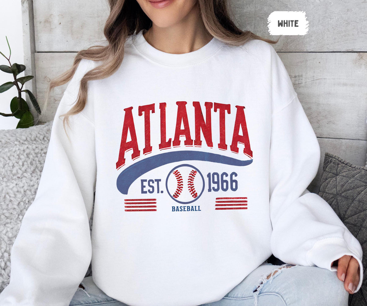 Atlanta Baseball Sweatshirt Team Fan Apparel Crewneck Jumper Sports Team Clothing Gift for Baseball Fans Atlanta Sweatshirt Sweatshirt – Easygoing Wear · Top Pick For Any Outfit