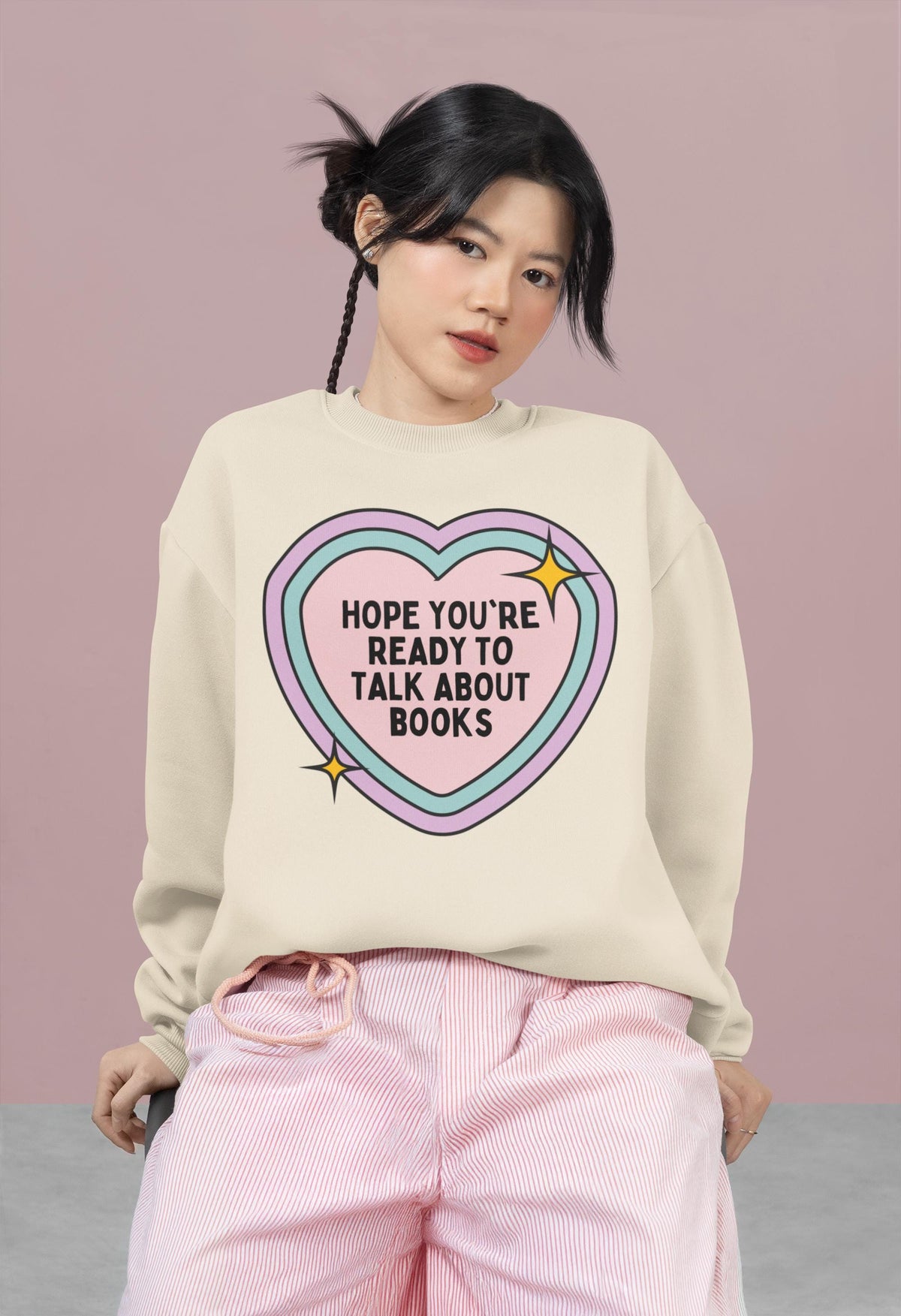 Reading Teacher School Librarian Sweatshirt with Heart Hope You39re Ready to Talk About Books Silly Bookish Literature Shirt for Bookworm Sweatshirt – Easygoing Wear · High-Quality Print