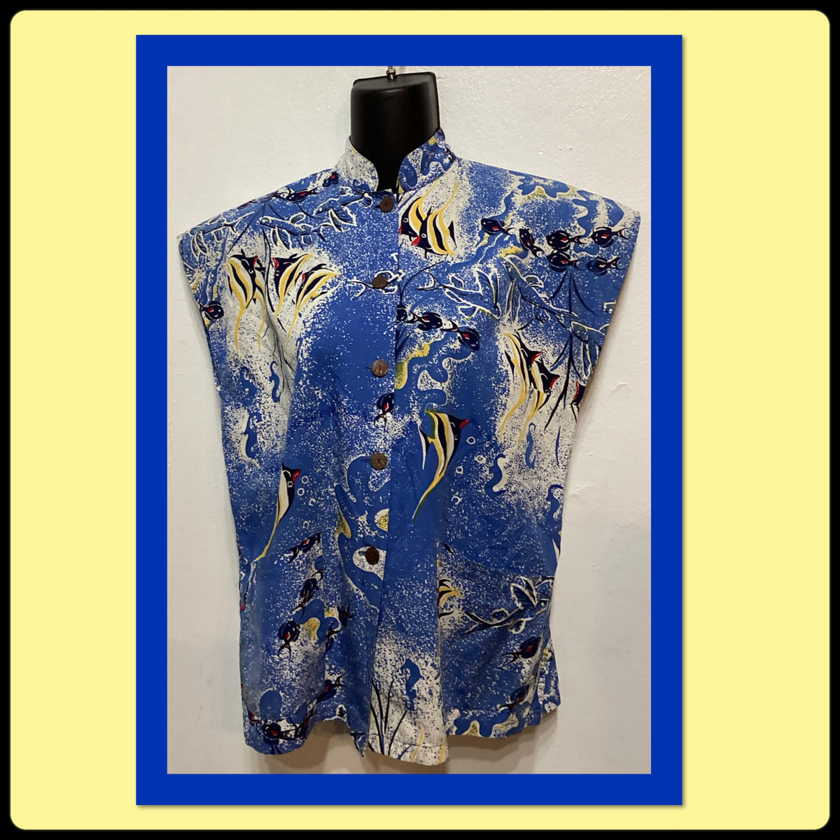 WH004 Vintage 194039s5039s cotton tea timer blouse with a fish print by Alfred Shaheen Graphic Tee – Cozy Vibes · High-Quality Print