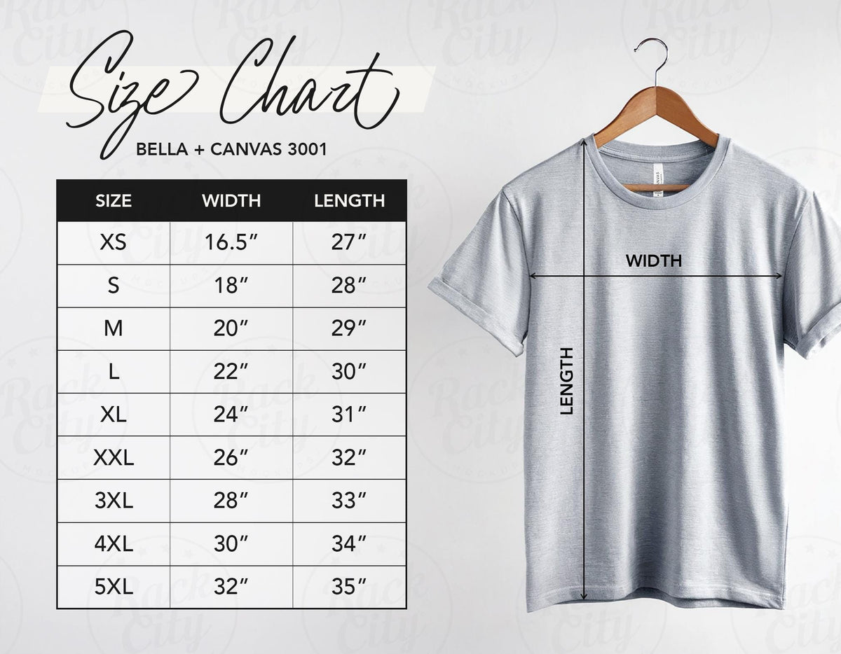 Bella Canvas 3001 Size Chart T Shirt Sizing Chart Bella Canvas 3001 Unisex Jersey TShirt Measurement Chart BC 3001 Size Chart Size Chart Jersey – Bold Style · Must-Have Style