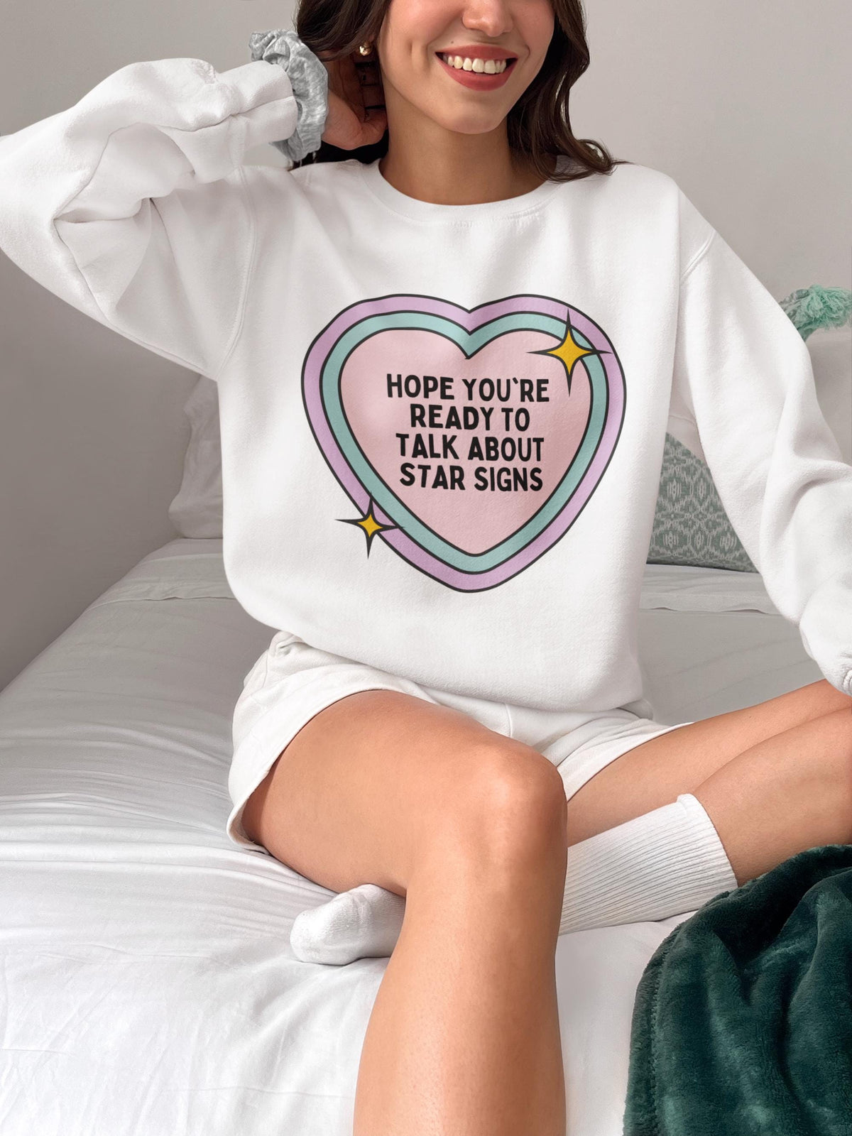 Cute Zodiac Sign Sweatshirt with Heart Hope You39re Ready to Talk About Star Signs Groovy Astrological Sign Shirt Mom Who Loves Astrology Sweatshirt – Aesthetic Look · Must-Have Style