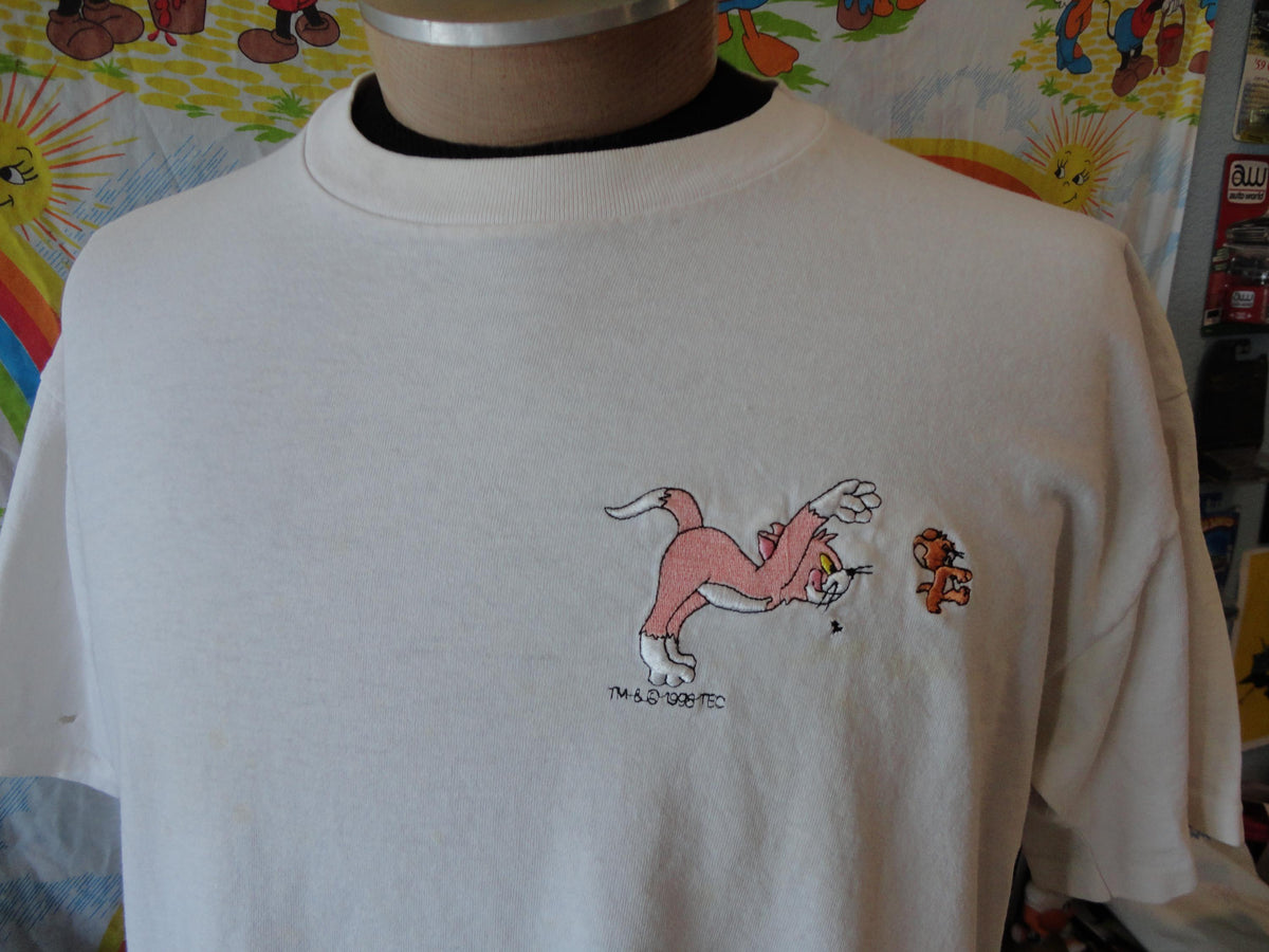 Vintage 9039s Tom Jerry Cartoon Tee White T Shirt XL Graphic Tee – Everyday Comfort · High-Quality Print