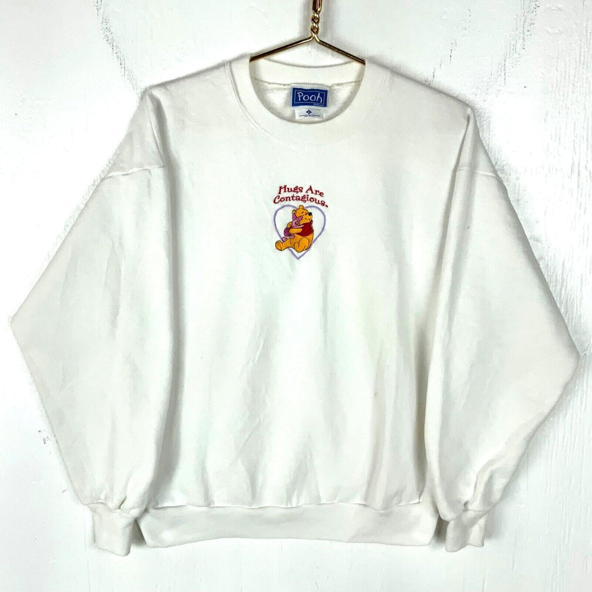 Vintage Pooh Piglet Disney Sweatshirt Crewneck Large Cartoon Hugs Are Contagious Sweatshirt – Cozy Vibes · Great Gift For Fans