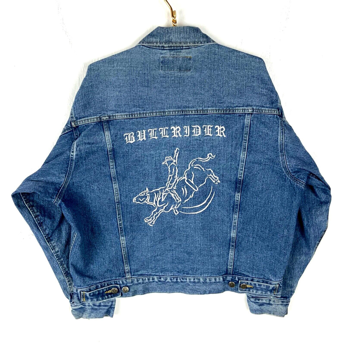 Vintage Wrangler Denim Jean Jacket XL Blue Medium Wash Bull Rider Rodeo Western Graphic Tee – Everyday Comfort · High-Quality Print