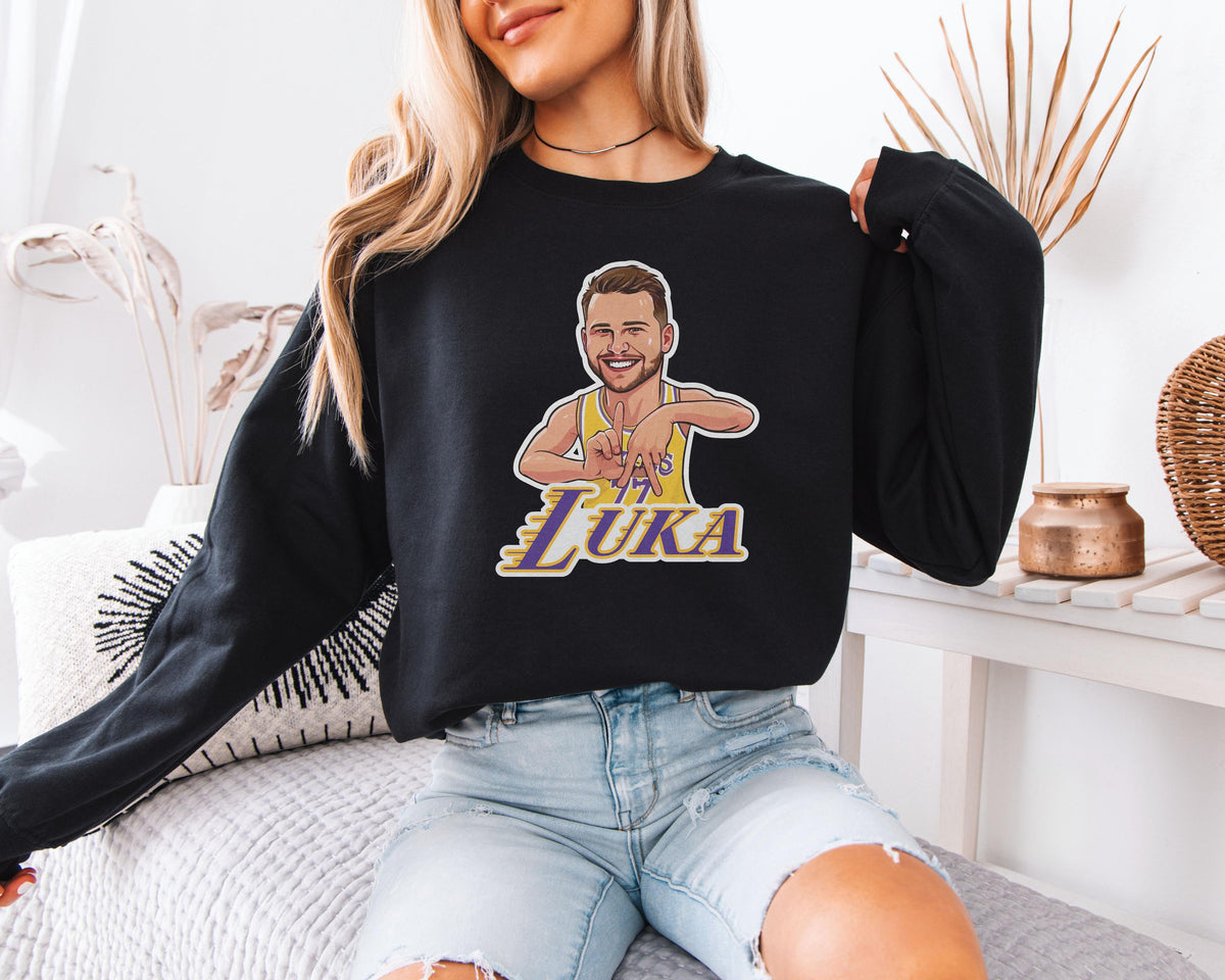 Luka Los Angeles Vintage T Shirt Luka Cartoon Sweatshirt Los Angeles Basketball Sweatshirt Unisex Hoodie Street Style Basketball Gift Hoodie – Easygoing Wear · Perfect For Daily Wear
