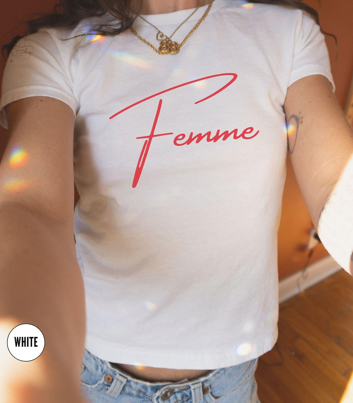 Femme Subtle Lesbian Baby Tee Butch Bait Sapphic Shirt WLW Lesbian Girlfriend Gift Queer Fashion I Let Femmes Top Me T Shirt Pride T Graphic Tee – Premium Graphic · Great Gift For Fans