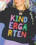Kindergarten Teacher Sweatshirt for New Teacher Elementary Education Graduation Gift Colorful 90s Aesthetic Kindergarten Assistant Shirt Sweatshirt – Easygoing Wear · Perfect For Daily Wear
