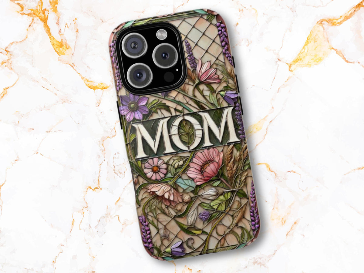 Mother39s Day Faux Stained Glass iPhone Case Floral Aesthetic Gift for Mom Tough Case Phone Cover Flower Illusion Design for iPhone iOS Graphic Tee – Easygoing Wear · Trending Graphic Apparel