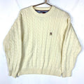 Vintage Tommy Hilfiger Cable Knit Sweater Size Large Beige Graphic Tee – Easygoing Wear · High-Quality Print
