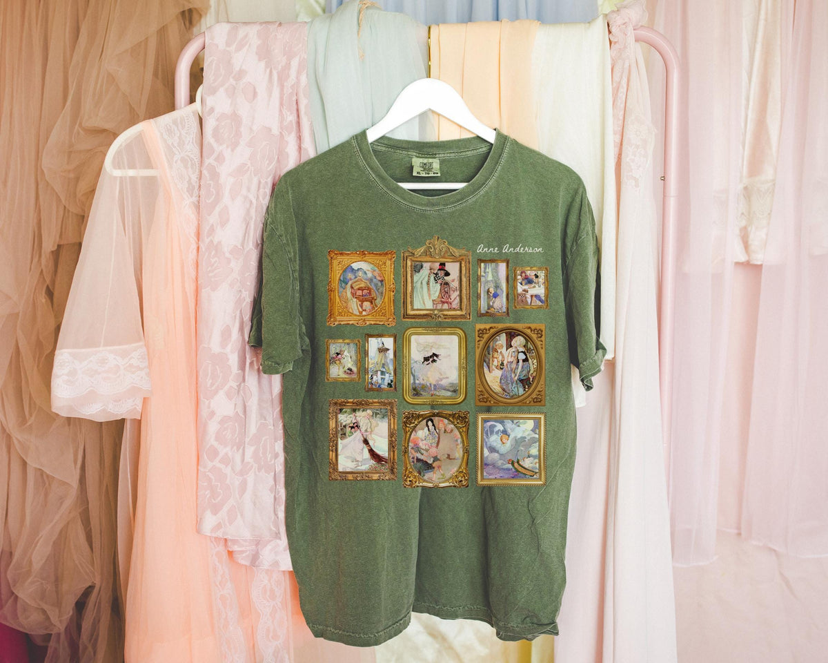 Anne Anderson Fairy Tale Art Nouveau Illustrations Tee Famous Paintings of European Folk Tales Hans Christian Andersen The Brothers Grimm Graphic Tee – Easygoing Wear · High-Quality Print