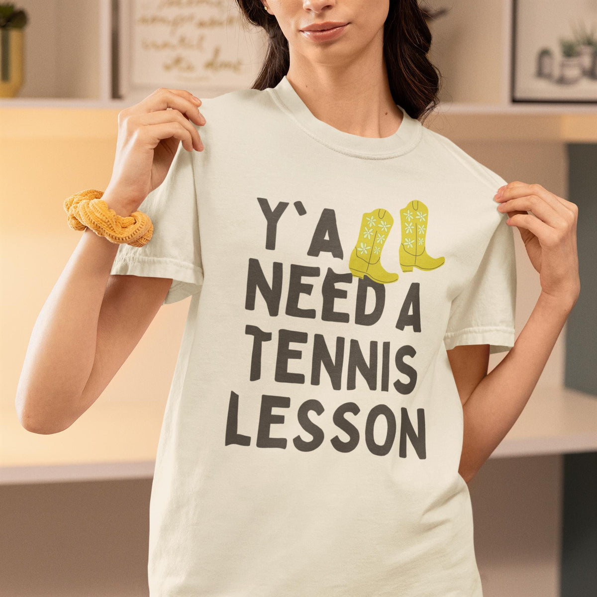 Cute Tennis Coach TShirt Groovy Western Vibe Y39all Need a Tennis Lesson Tennis Instructor or High School Teacher Appreciation Gift Graphic Tee – Bold Style · Perfect For Daily Wear