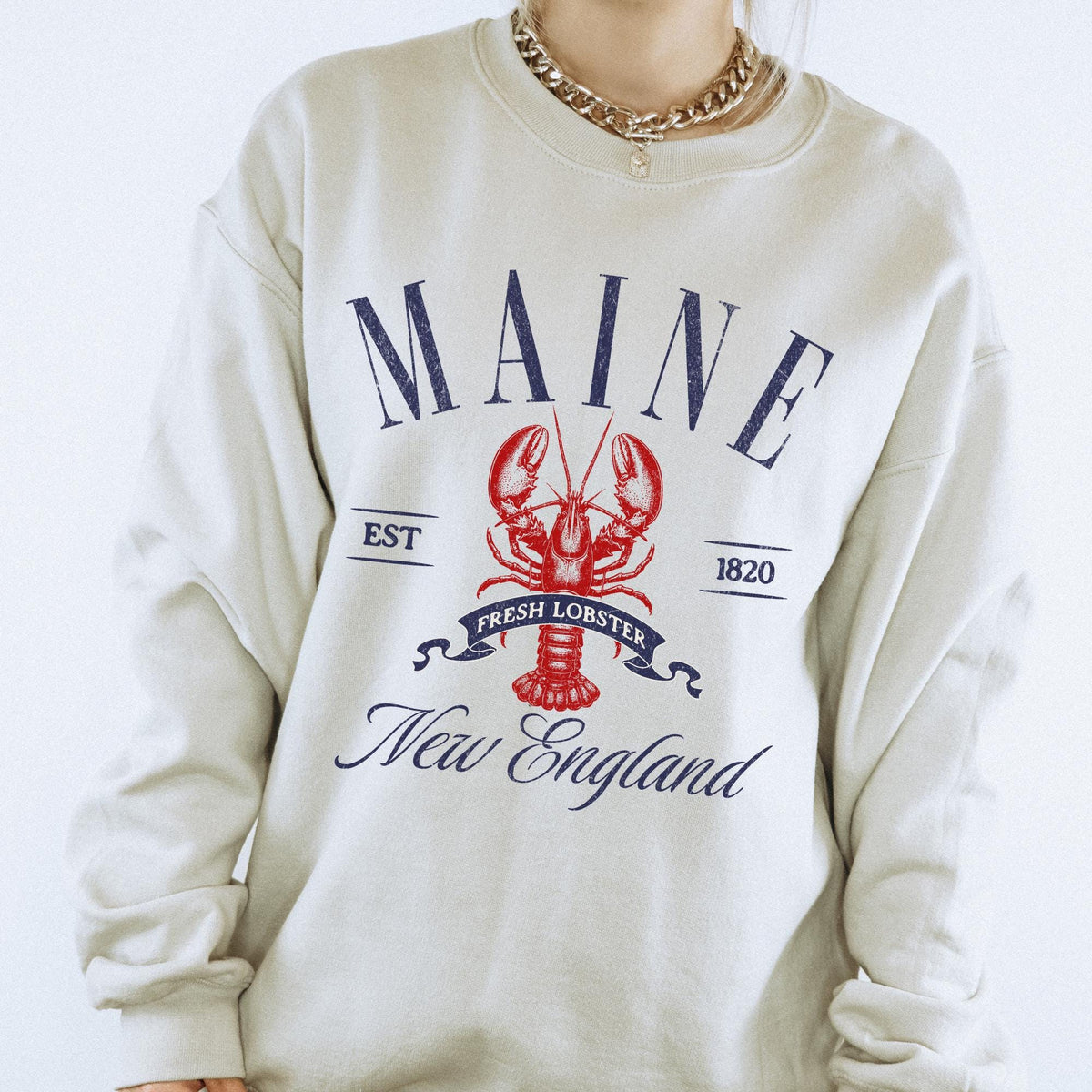 Maine Sweatshirt Lobster Sweatshirt Maine New England Shirt Fisherman Aesthetic Coastal Sweatshirt Beach Shirt Gift for Travel Love Sweatshirt – Aesthetic Look · Top Pick For Any Outfit