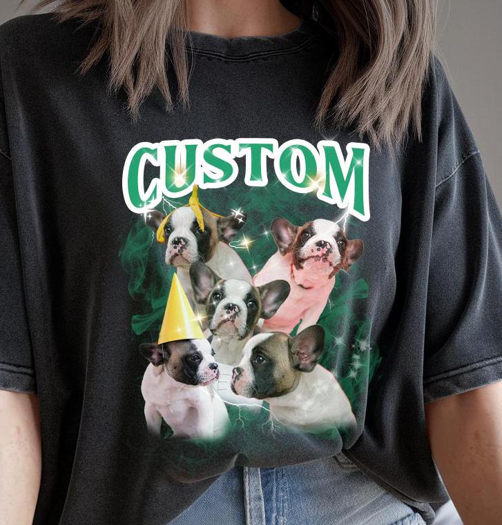 Personalized Pet Tee Custom Shirt Custom Photo Vintage Shirt Bootleg Tee Custom Design Tshirt Gift for her Graphic Tee – Aesthetic Look · Top Pick For Any Outfit