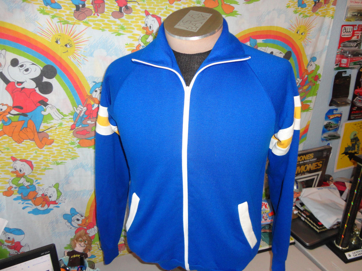 Vintage 8039s Add In Blue and Yellow Running Track Jacket Sweatshirt M Sweatshirt – Fan Favorite · Must-Have Style