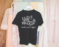 Books and Coffee Tee Shirt with Flowers Book Lover Gift Idea for Bookworm Librarian Who Loves Coffee Romance Reader Gift Coffee Lover Graphic Tee – Feel-Good Design · Perfect For Daily Wear
