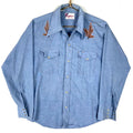 Vintage 1980s Chambray Shirt Medium Long Sleeve Snap Button Floral Birds Graphic Tee – Soft Feel · Perfect For Daily Wear