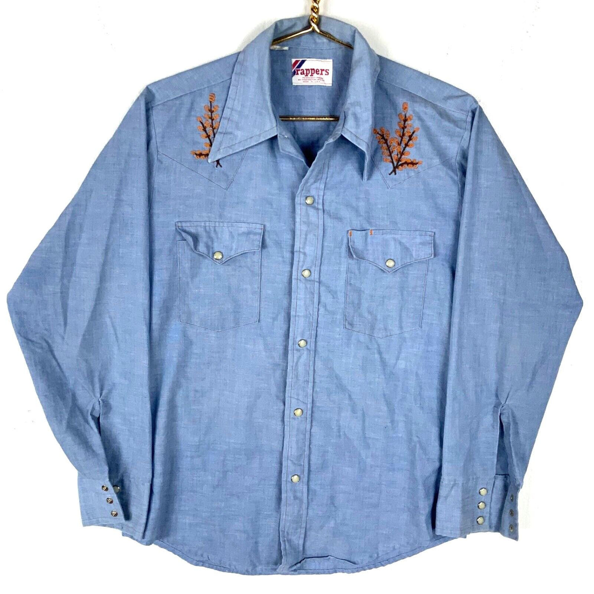 Vintage 1980s Chambray Shirt Medium Long Sleeve Snap Button Floral Birds Graphic Tee – Soft Feel · Perfect For Daily Wear