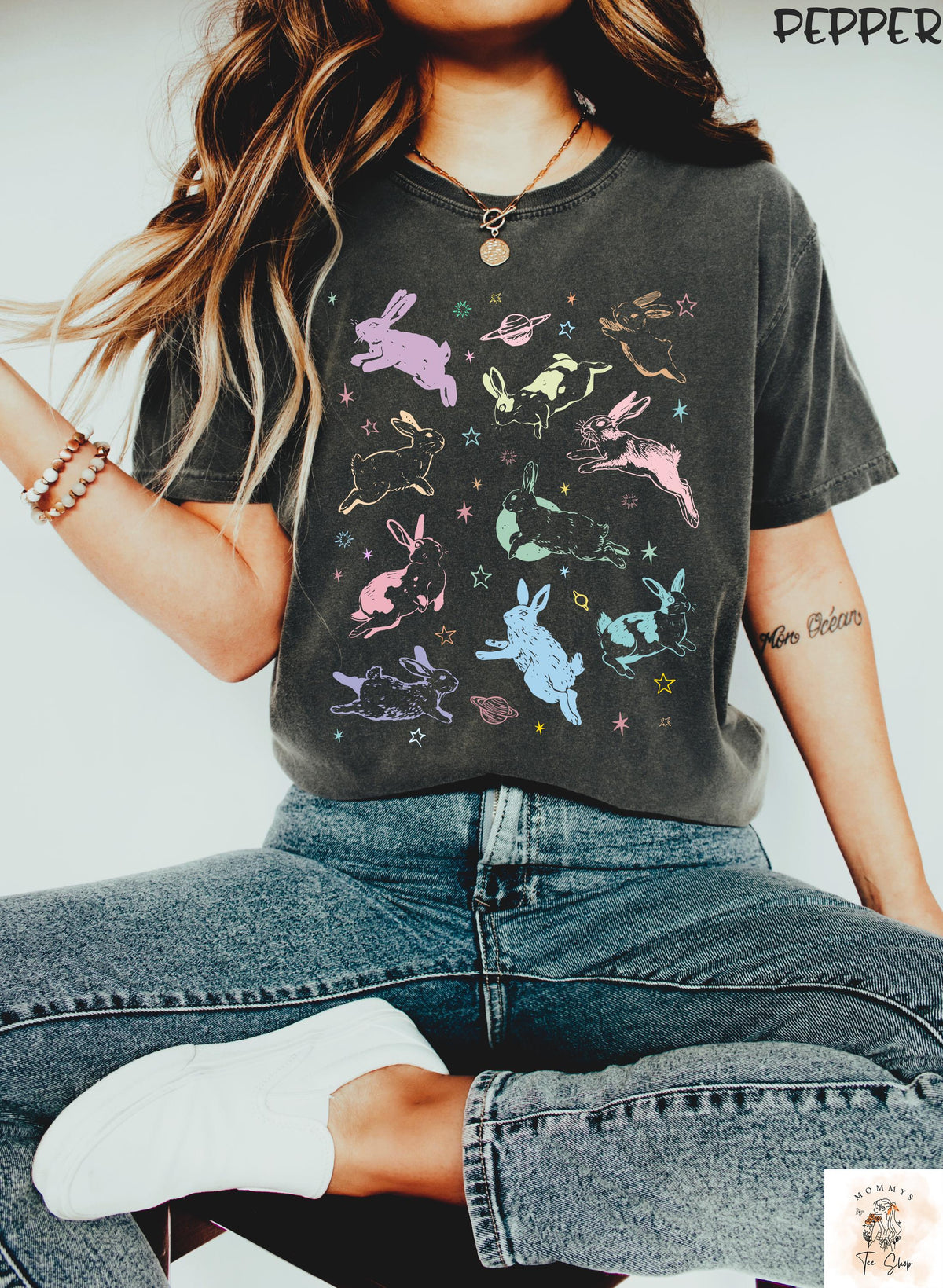 Bunnies in Space Shirt Pastel Bunny Rabbit Tee Cute Easter Animal Shirt Rabbit Lover Graphic Tee Kawaii Bunny Gift Tee Graphic Tee – Bold Style · Top Pick For Any Outfit