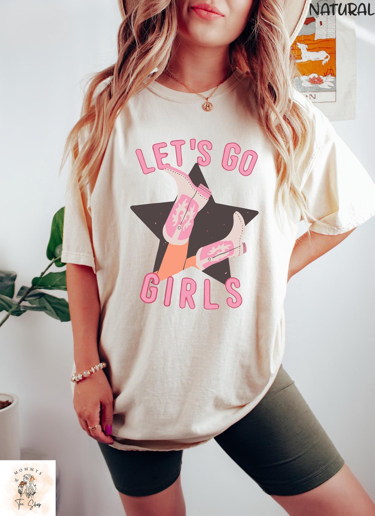 Lets Go Girls Kids Shirt Western Cowgirl Graphic Tee Rodeo Country Girl T Shirt Trendy Kids Western Wear Pink Cowgirl Outfit Tee Graphic Tee – Bold Style · Perfect For Daily Wear