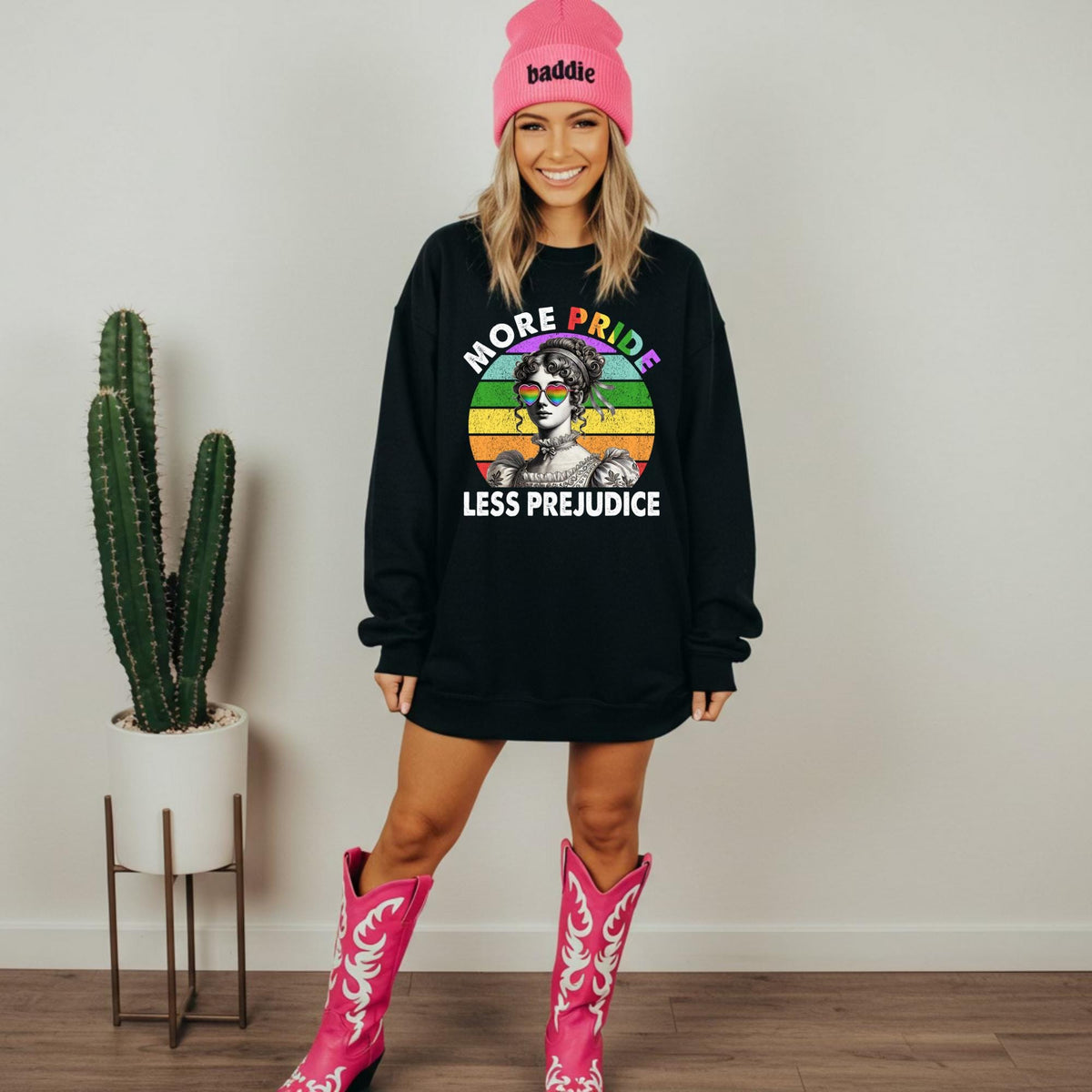 More Pride Less Prejudice Pride Shirt LGBT Lesbian Shirt Lesbian Clothing Queer Girls Sweatshirt Pride Shirt Women Sweatshirt – Everyday Comfort · High-Quality Print