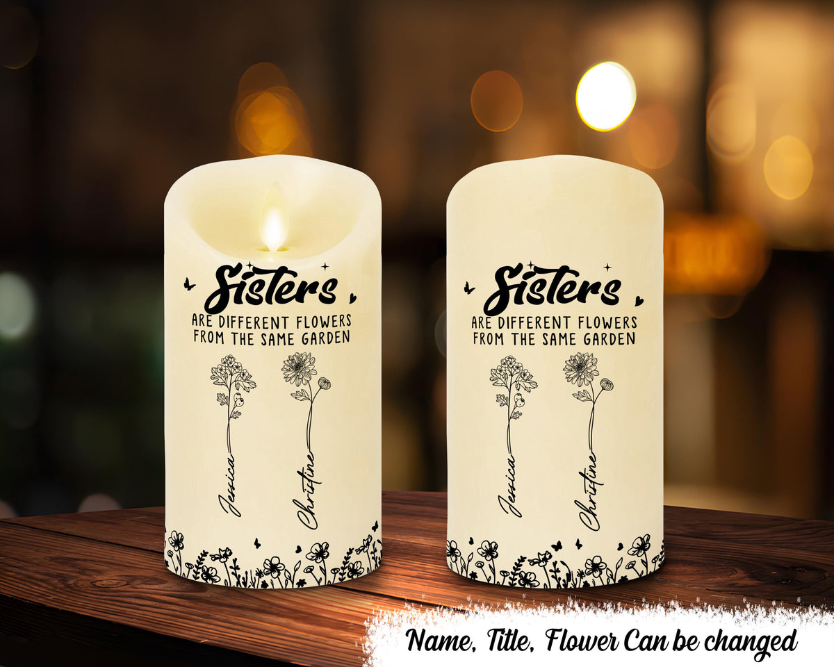 Personalised Birth Flower Gift Flameless Candle Custom Birth Month Flower Gift Special Birthday Present For Her Sister Mum Auntie Gift Graphic Tee – Aesthetic Look · High-Quality Print