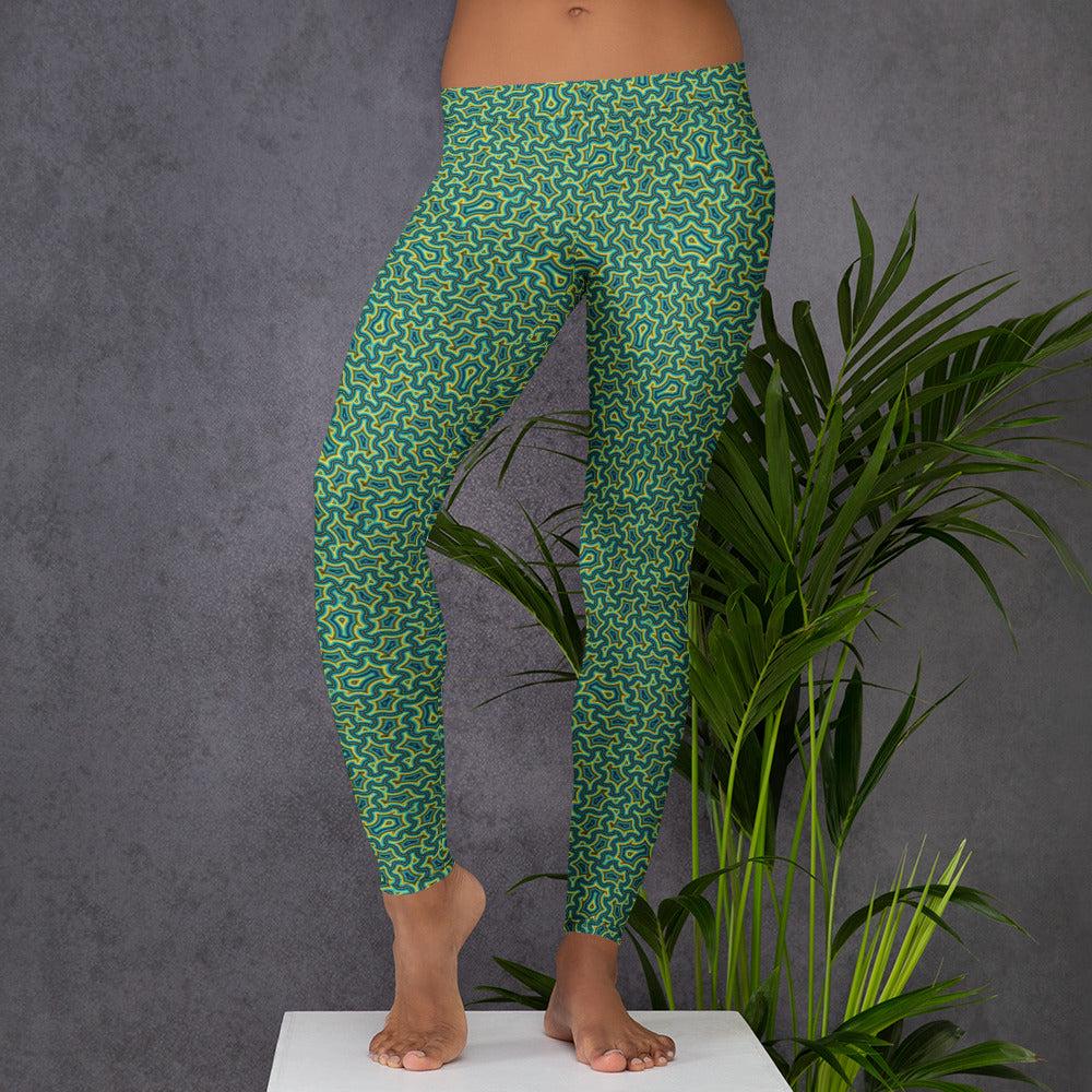 Leggings Geometric Pattern Itzam Green Yellow Graphic Tee – Aesthetic Look · High-Quality Print