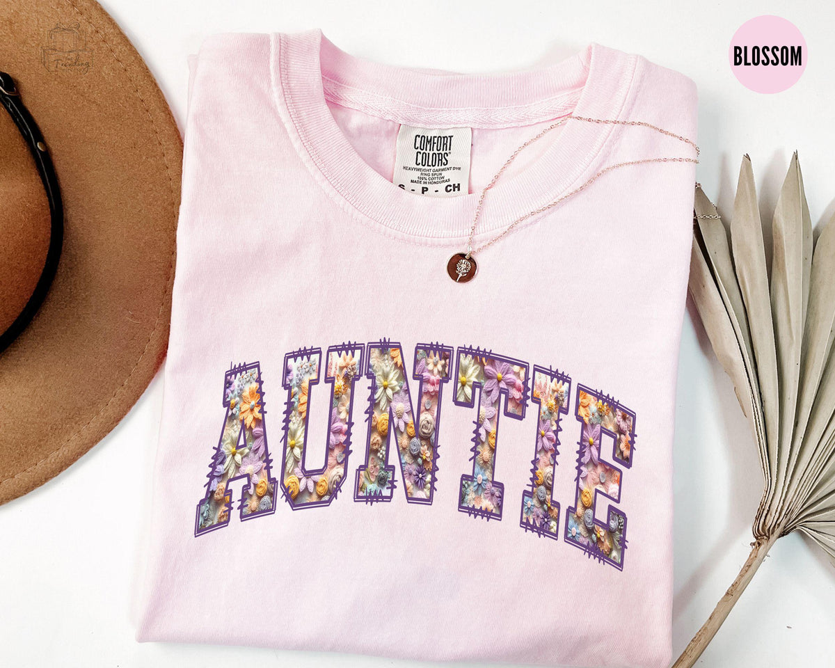 Custom Auntie Shirt Floral Auntie Tshirt Cool Aunt ClubPregnancy Announcement for Sister Personalized Aunt Birthday Gift Graphic Tee – Cozy Vibes · High-Quality Print