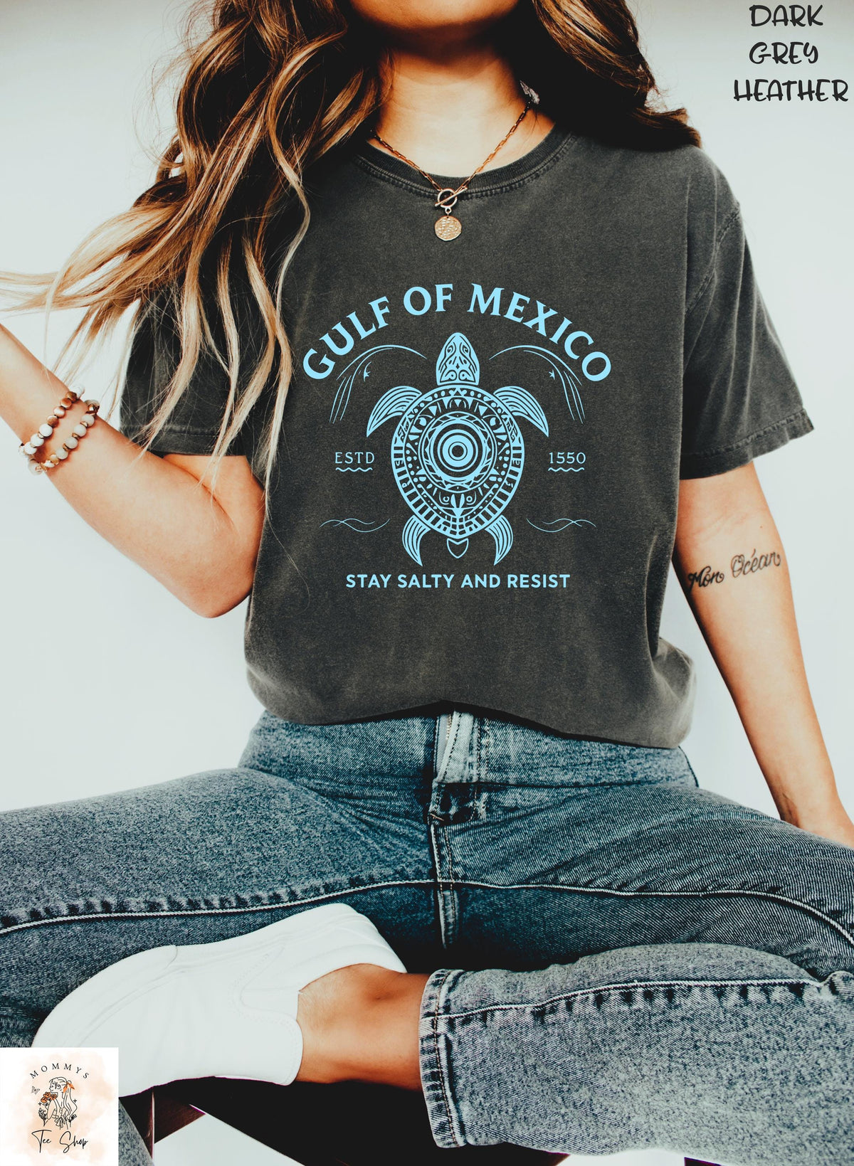 Gulf of Mexico Turtle Shirt Stay Salty and Resist Tee Retro Beach Shirt Florida Texas Coastal Tee Subtle Political Graphic Tee Graphic Tee – Aesthetic Look · Perfect For Daily Wear