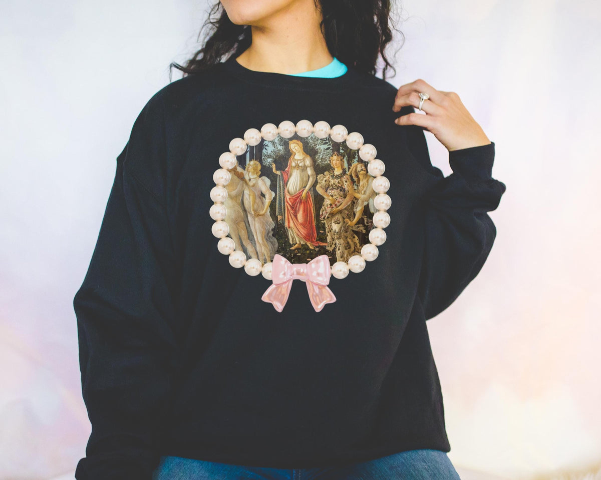 Primavera by Sandro Botticelli Sweatshirt Italian Renaissance Famous Painting 15th Century Artwork Art History Present Humanites Major Sweatshirt – Everyday Comfort · Trending Graphic Apparel