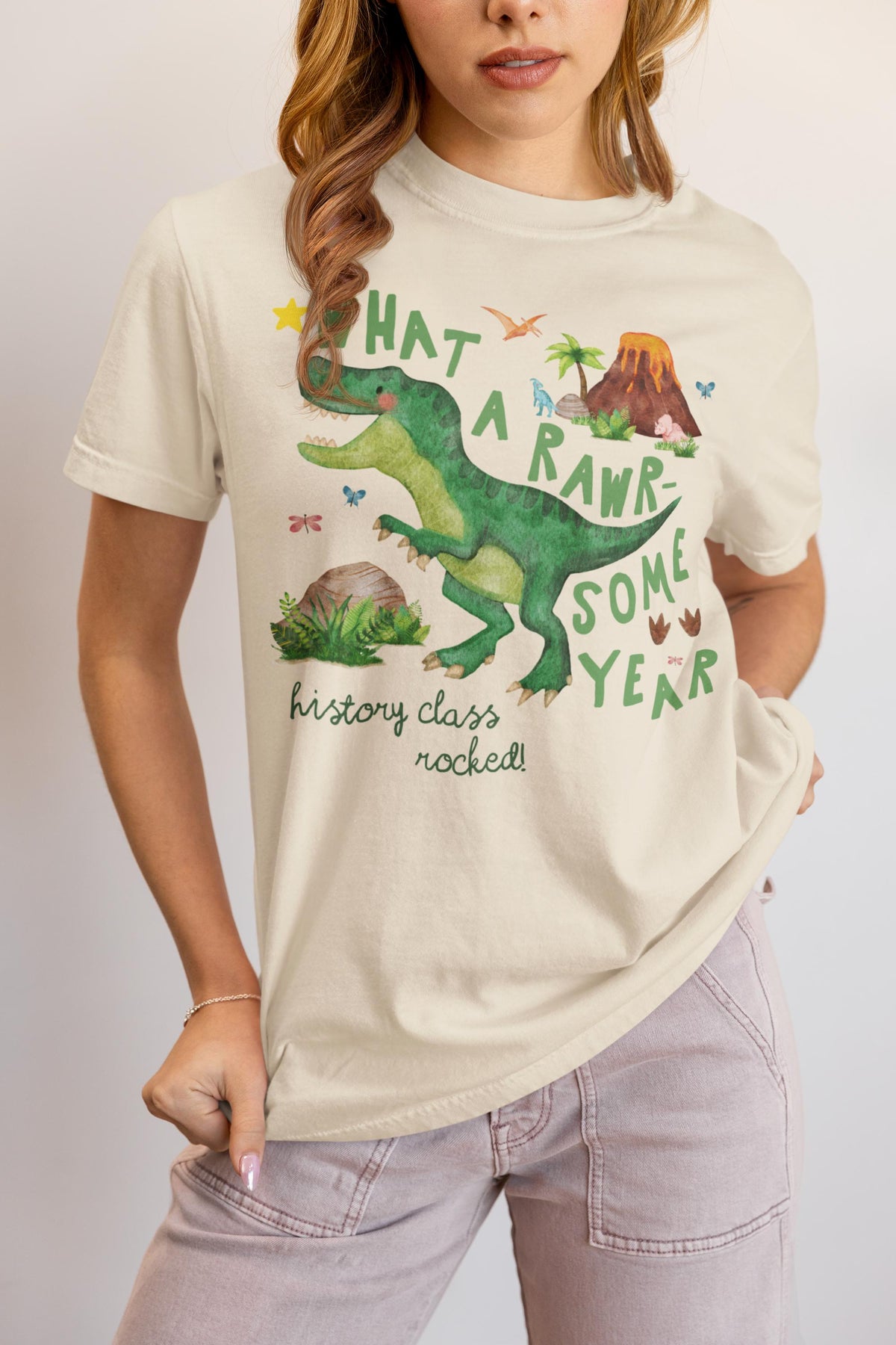 Last Day of School History Teacher Tee Shirt with Dinosaur What a RawrSome Year Funny Saying Class Dismissed Tee for History Department Graphic Tee – Warm & Stylish · Great Gift For Fans