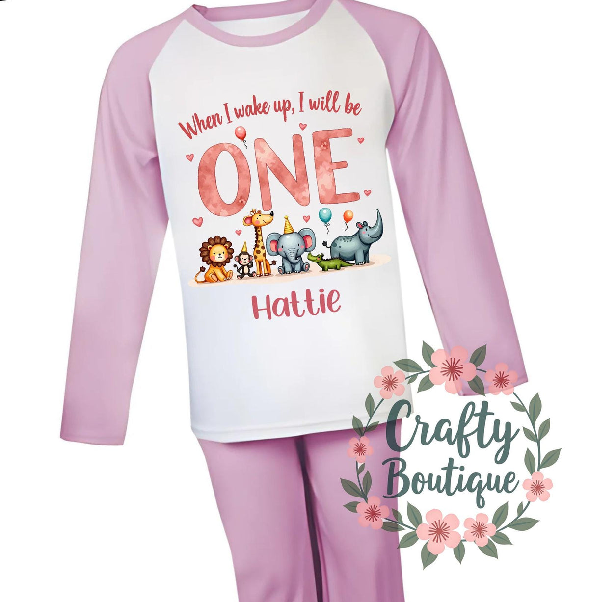When I Wake Up I Will Be One PJs 1st Birthday Pajamas Sleep Suit Baby Pink First Birthday Pyjamas Nightwear Gift Cute Jungle Animals 1018 Graphic Tee – Easygoing Wear · Trending Graphic Apparel