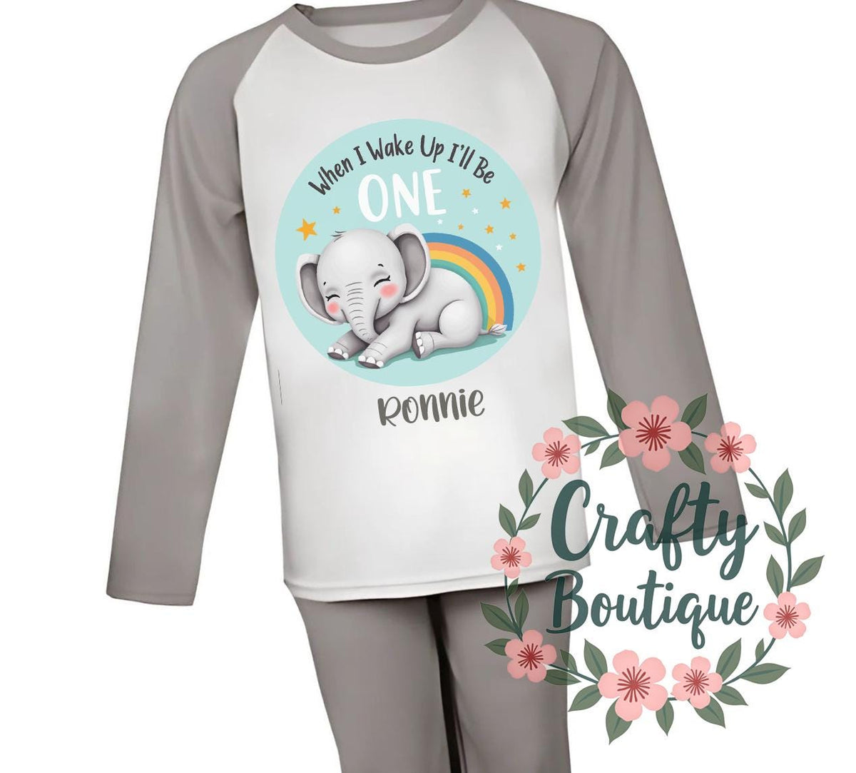1st Birthday Gift When I Wake Up I Will Be One PJs Elephant Pajamas Baby Grow First Birthday Pyjamas Nightwear Cute Jungle Animals 1017 Graphic Tee – Easygoing Wear · Trending Graphic Apparel